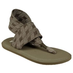 NWT Sanuk Yoga Sling 2 Quilt Olive Argyle Sandals